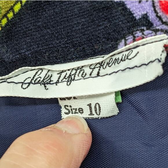 Vintage 70's SAKS FIFTH AVENUE Cotton Velvet Wrap Skirt Psychedelic Asian Floral - Picture 11 of 12